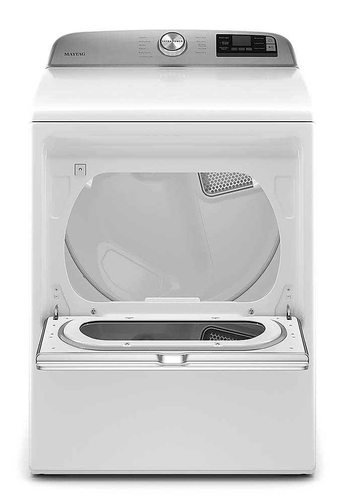 Angle View: Maytag - 7.4 Cu. Ft. Smart Electric Dryer with Extra Power Button - Metallic Slate