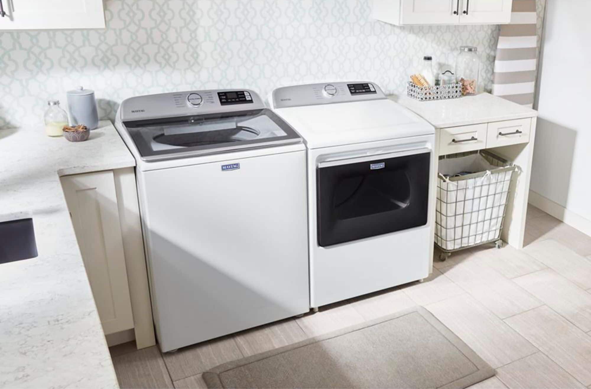 Alt View 12. Maytag - 7.4 Cu. Ft. Smart Electric Dryer with Extra Power Button - White.