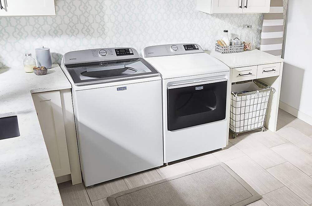 Alt View 16. Maytag - 7.4 Cu. Ft. Smart Electric Dryer with Extra Power Button - White.