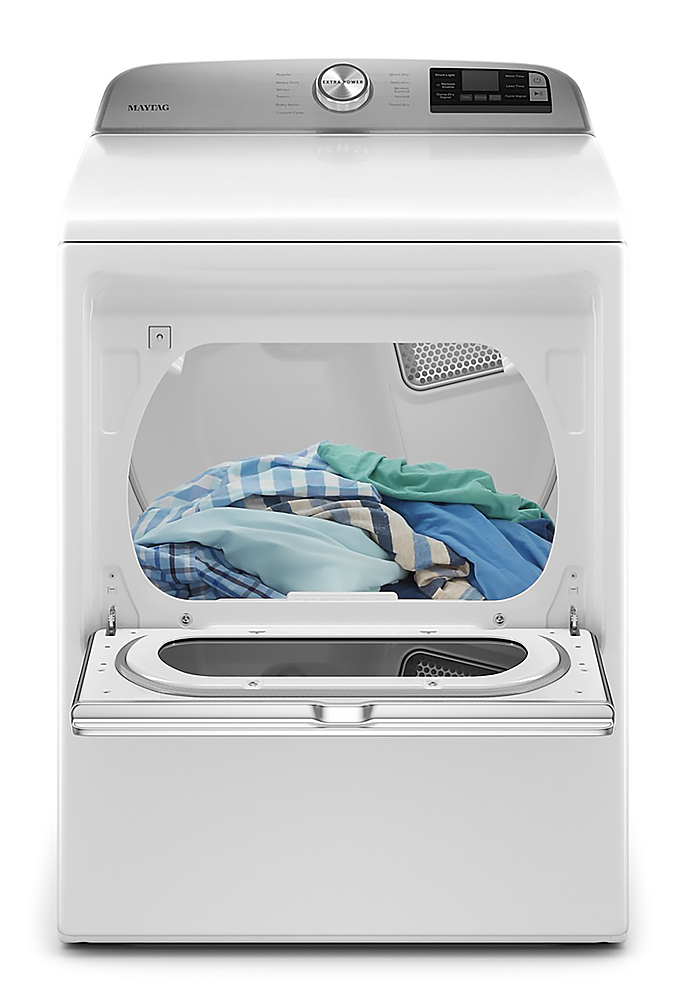 Left View: Maytag - 7.4 Cu. Ft. Smart Electric Dryer with Extra Power Button - White