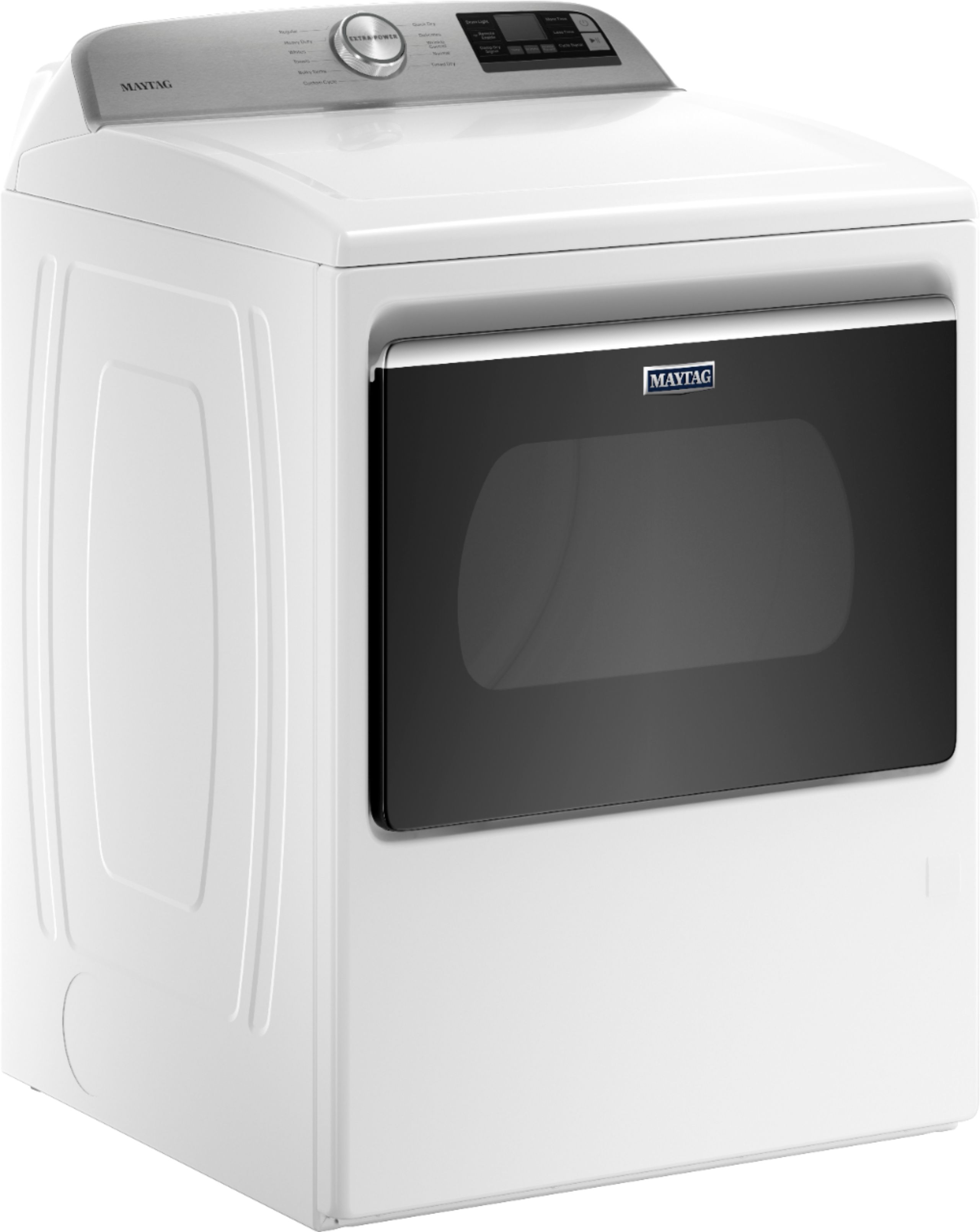 Angle View: Maytag - 7.4 Cu. Ft. Smart Gas Dryer with Extra Power Button - White