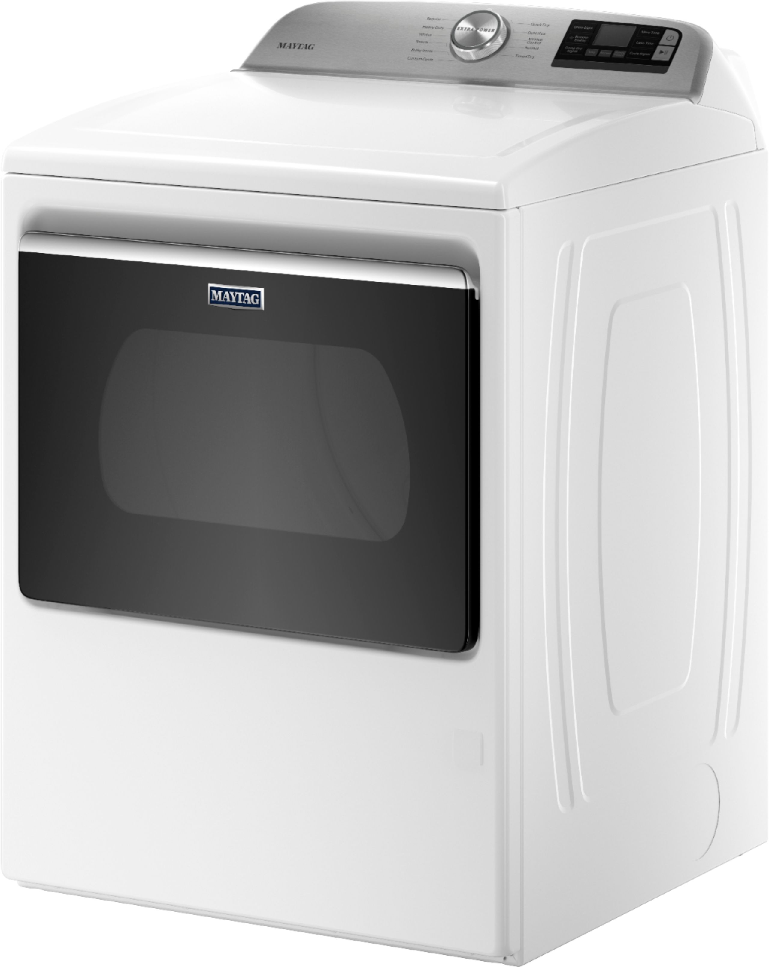 Left View: Maytag - 7.4 Cu. Ft. Smart Gas Dryer with Extra Power Button - White