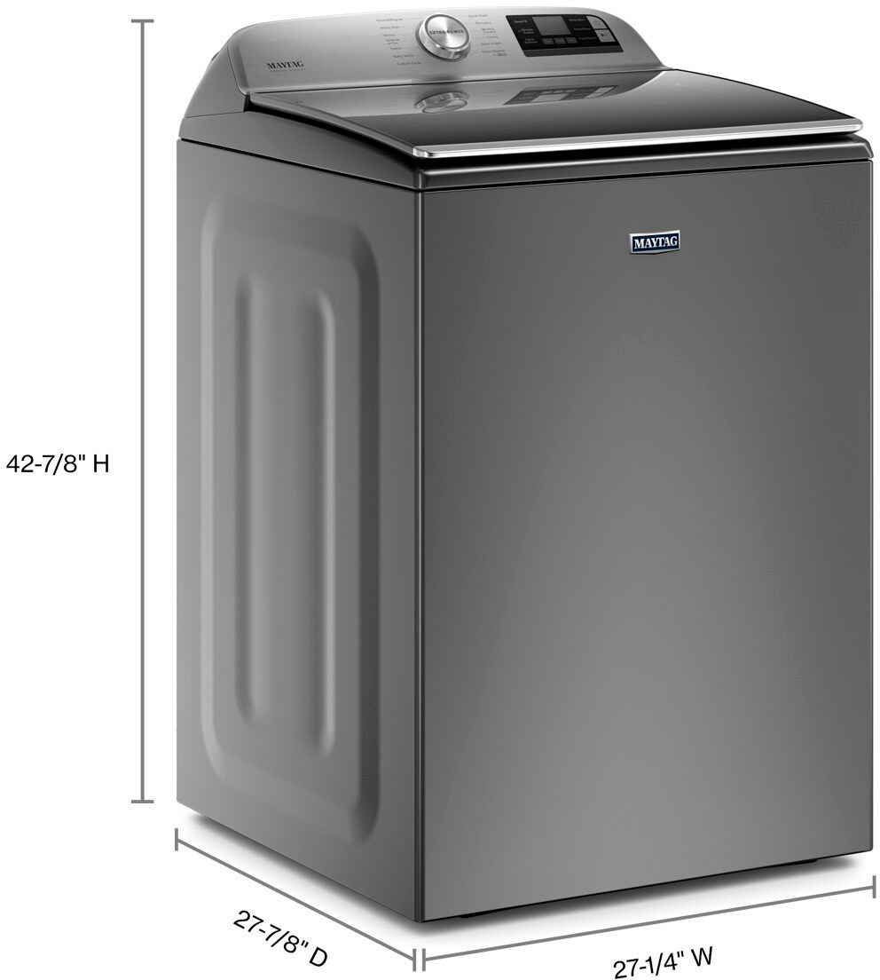 Angle View: Maytag - 5.2 Cu. Ft. High Efficiency Smart Top Load Washer with Extra Power Button - Metallic slate