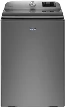 Front. Maytag - 5.2 Cu. Ft. High Efficiency Smart Top Load Washer with Extra Power Button - Metallic Slate.