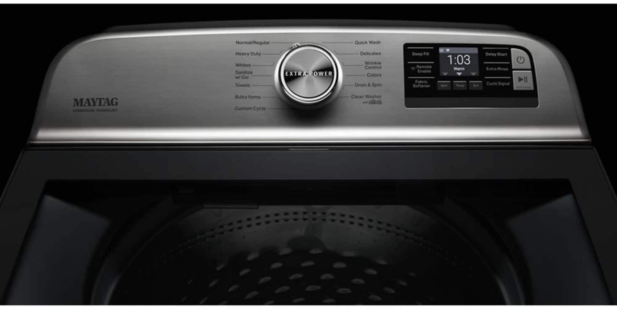 Alt View 15. Maytag - 5.2 Cu. Ft. High Efficiency Smart Top Load Washer with Extra Power Button - Metallic Slate.