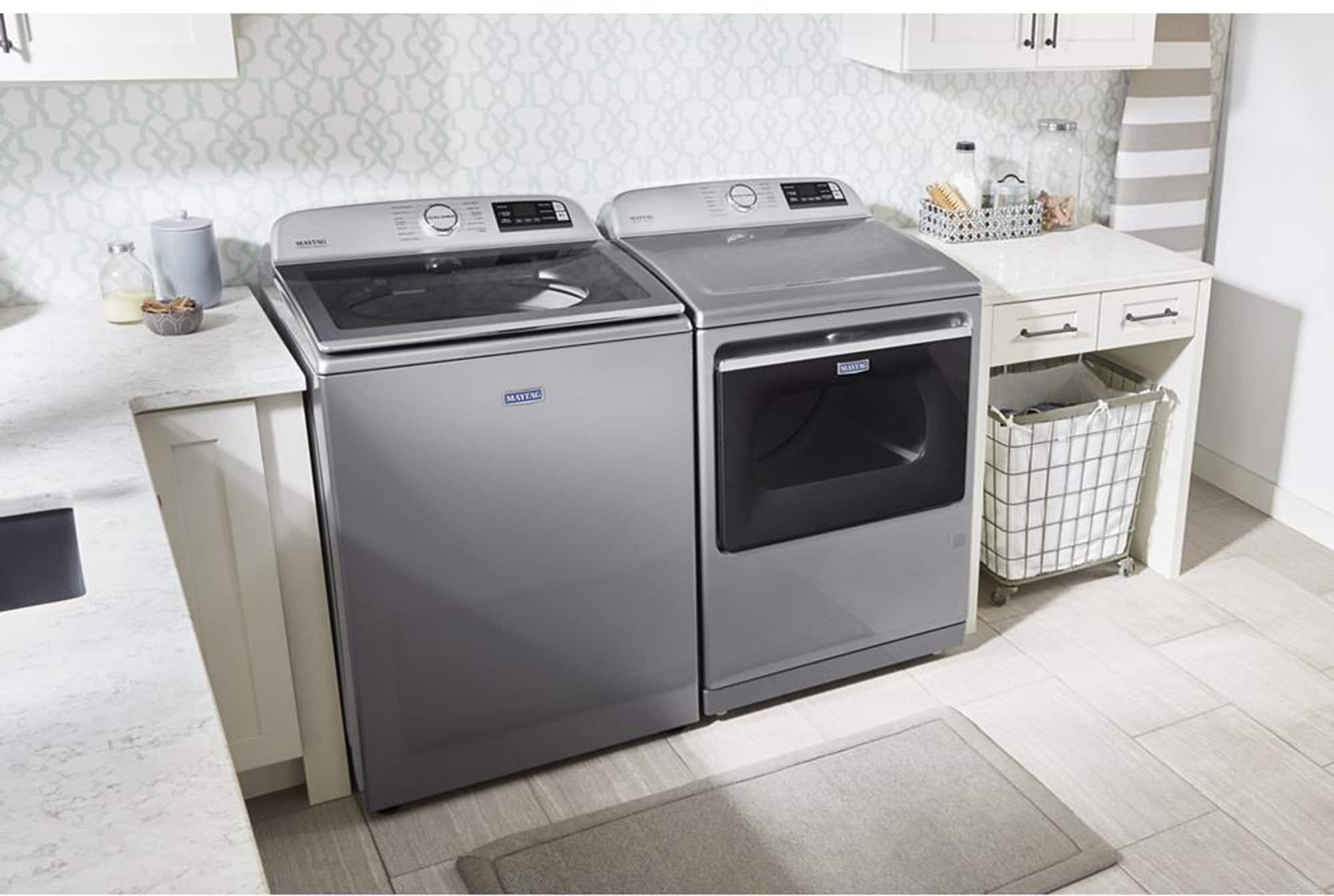 Alt View 21. Maytag - 5.2 Cu. Ft. High Efficiency Smart Top Load Washer with Extra Power Button - Metallic Slate.