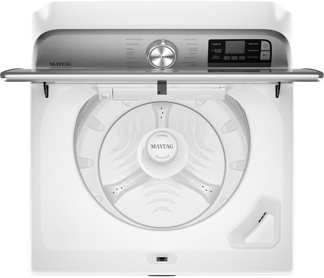 Angle View: Maytag - 5.2 Cu. Ft. High Efficiency Smart Top Load Washer with Extra Power Button - White
