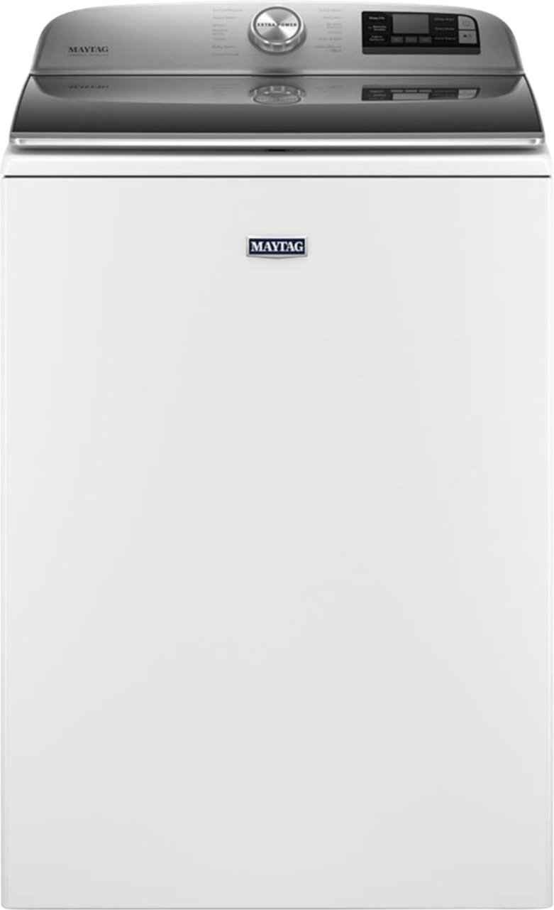 Zoom in on Front Zoom. Maytag - 5.2 Cu. Ft. High Efficiency Smart Top Load Washer with Extra Power Button - White.