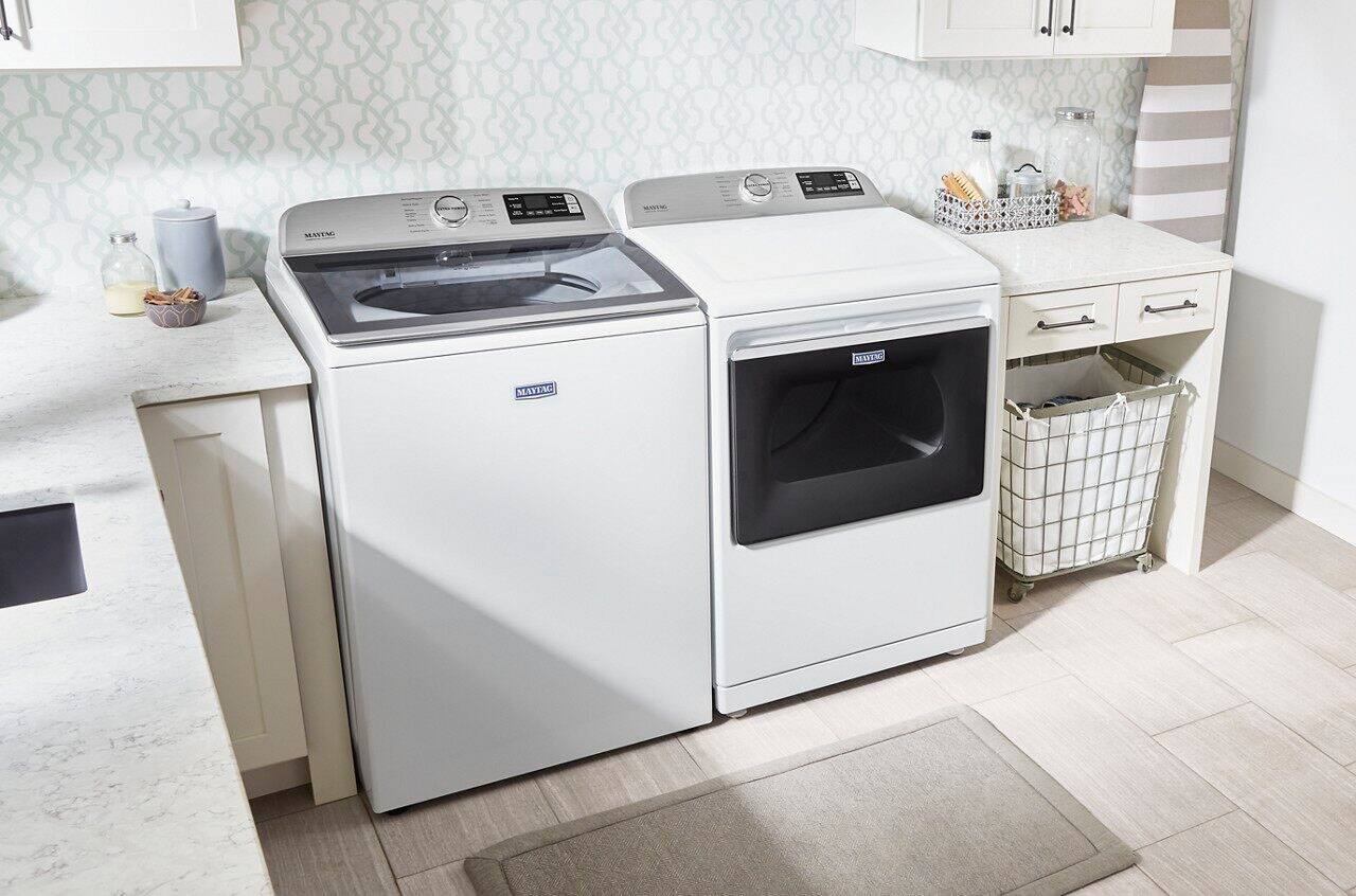 Alt View 20. Maytag - 5.2 Cu. Ft. High Efficiency Smart Top Load Washer with Extra Power Button - White.