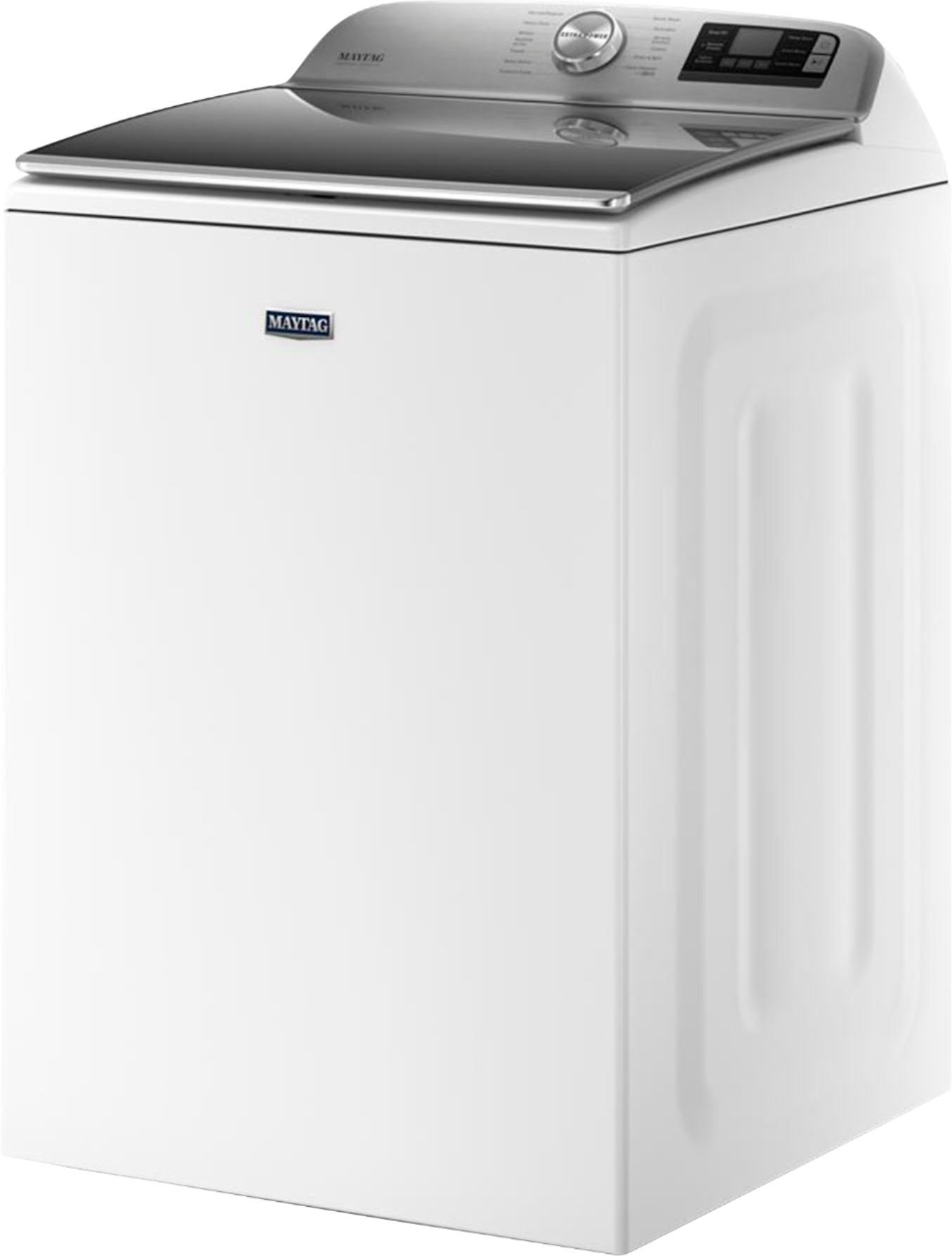 Left View: Maytag - 5.2 Cu. Ft. High Efficiency Smart Top Load Washer with Extra Power Button - White