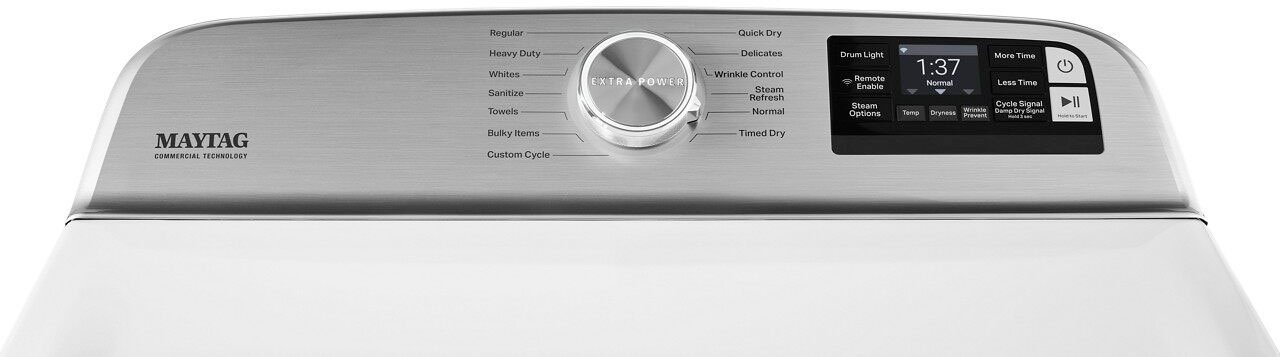 Zoom in on Alt View Zoom 3. Maytag - 7.4 Cu. Ft. Smart Electric Dryer with Steam and Extra Power Button - White.
