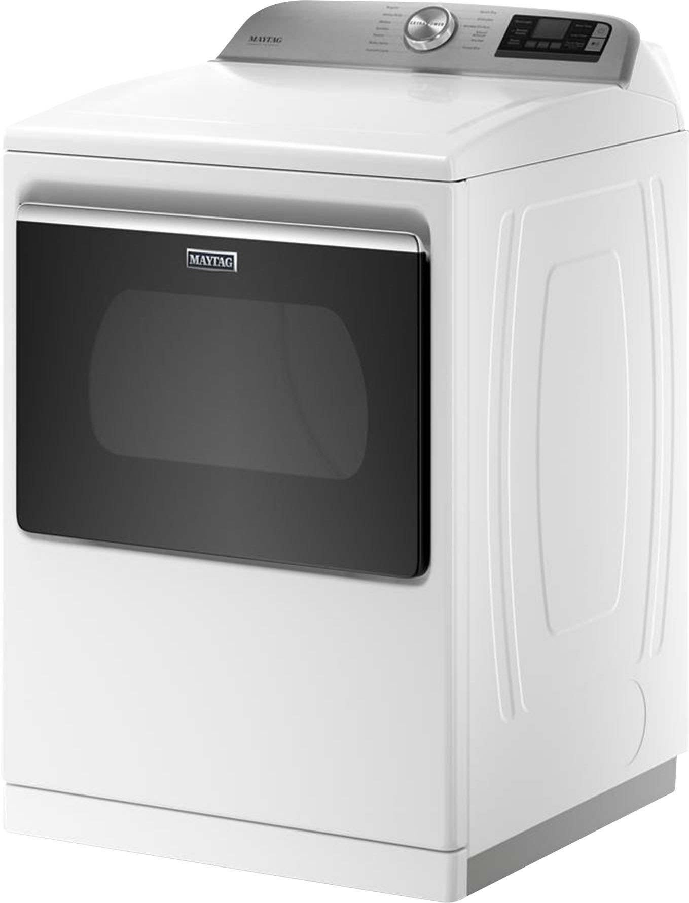 Left View: Maytag - 7.4 Cu. Ft. Smart Electric Dryer with Steam and Extra Power Button - White