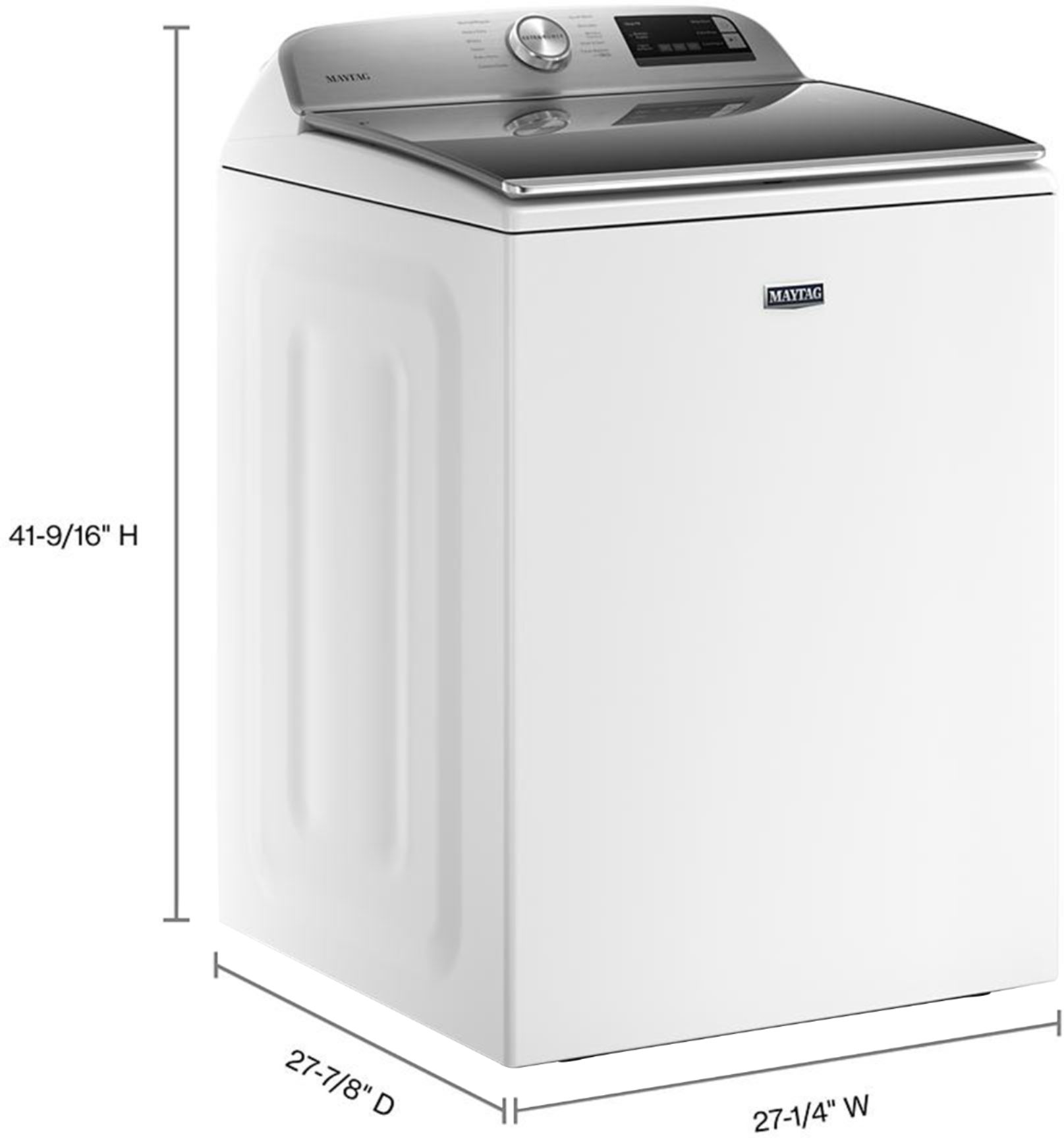 Angle View: Maytag - 4.7 Cu. Ft. Smart Top Load Washer with Extra Power Button - White