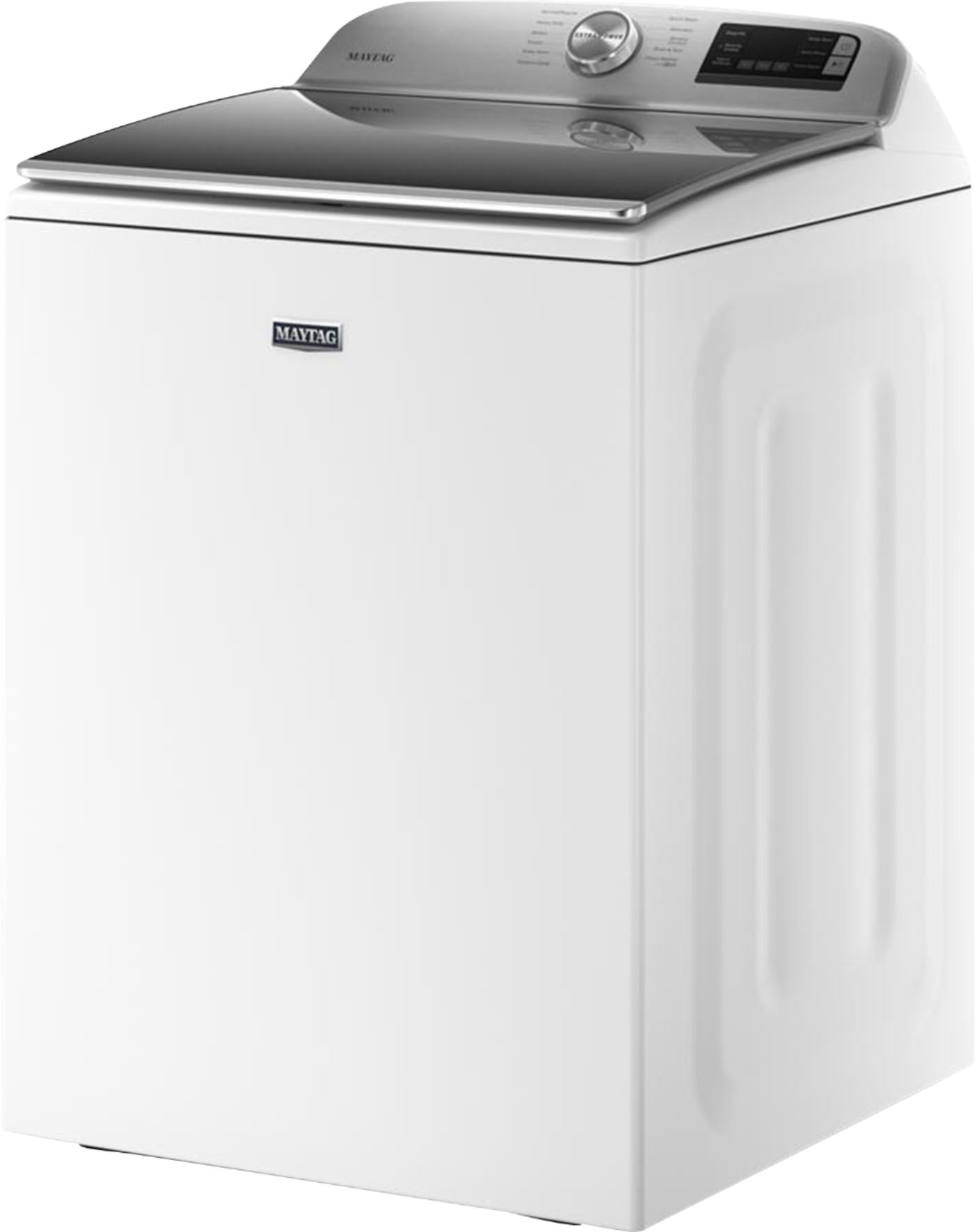 Left View: Maytag - 4.7 Cu. Ft. Smart Top Load Washer with Extra Power Button - White