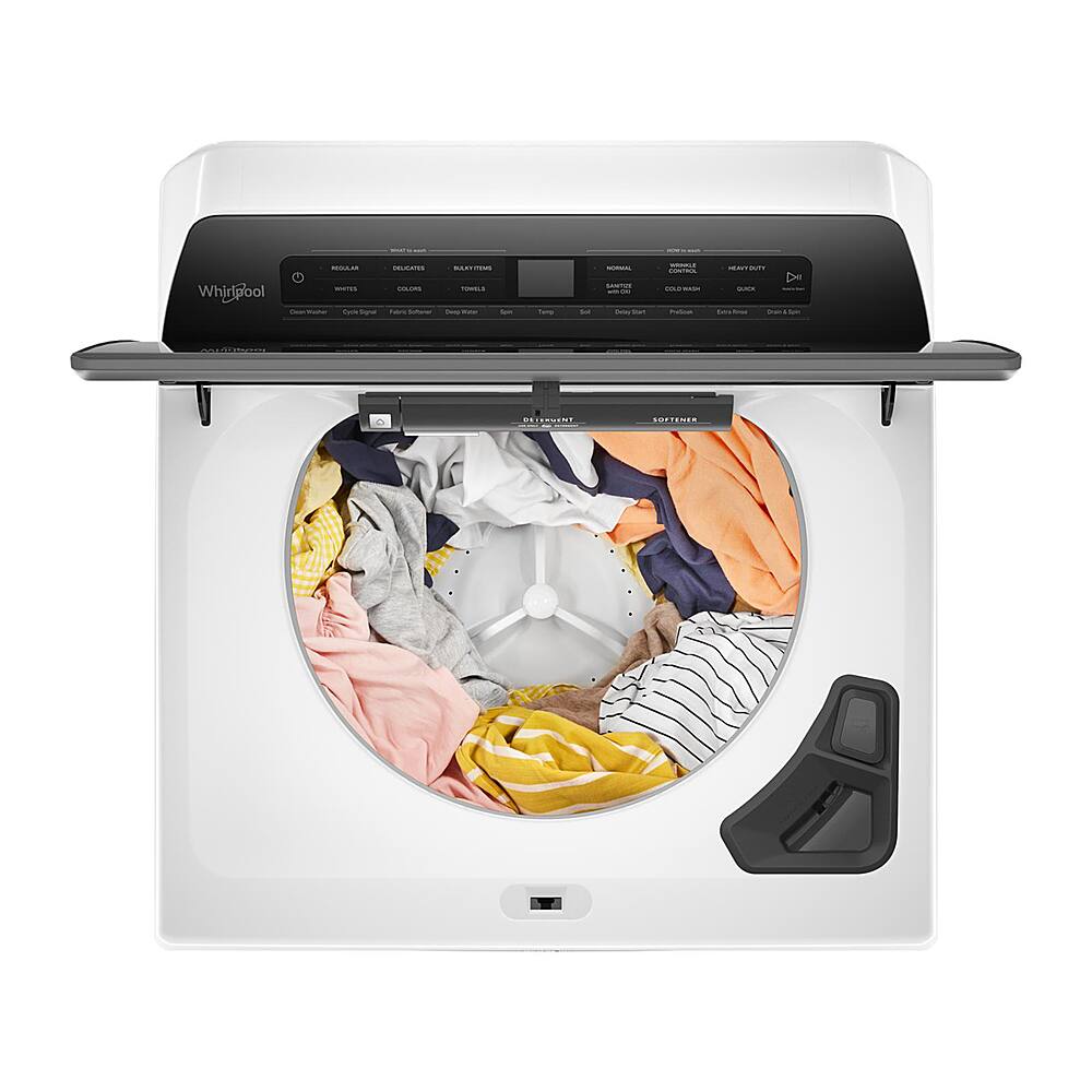 Left. Whirlpool - 4.8 Cu. Ft. High Efficiency Top Load Washer with Pretreat Station - White.