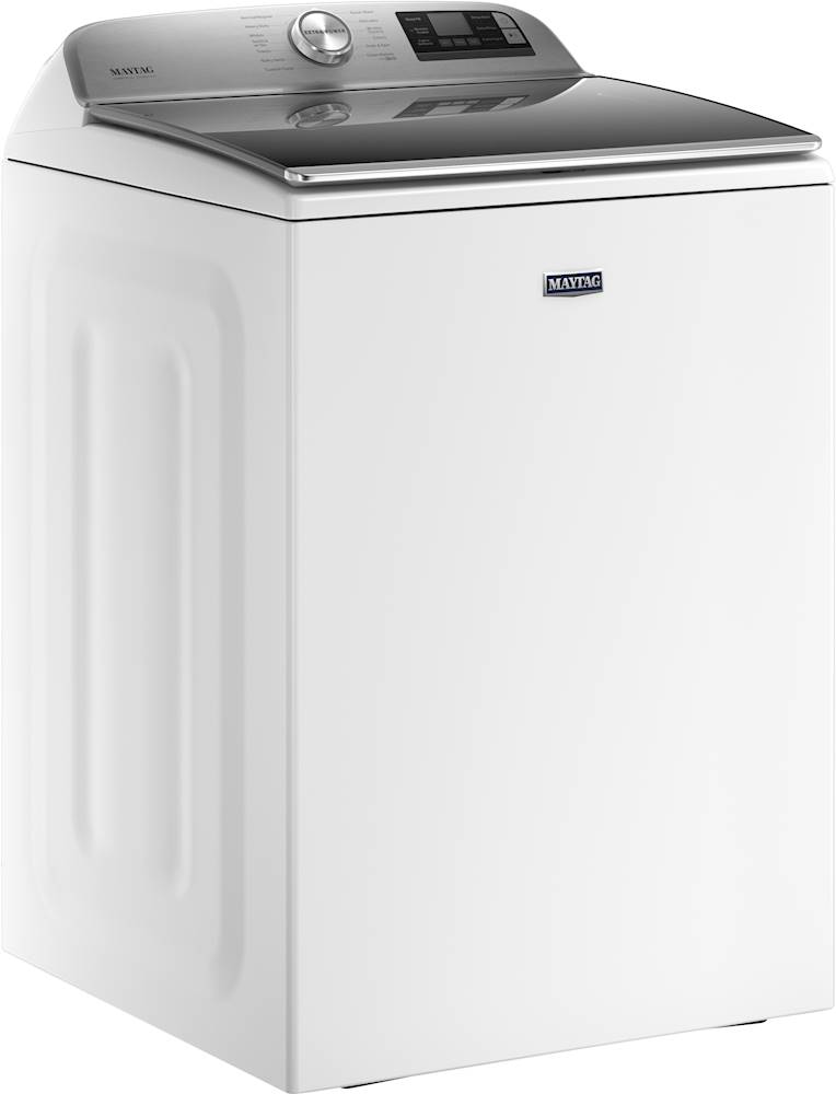 Angle View: Maytag - 5.3 Cu. Ft. High Efficiency Smart Top Load Washer with Extra Power Button - White