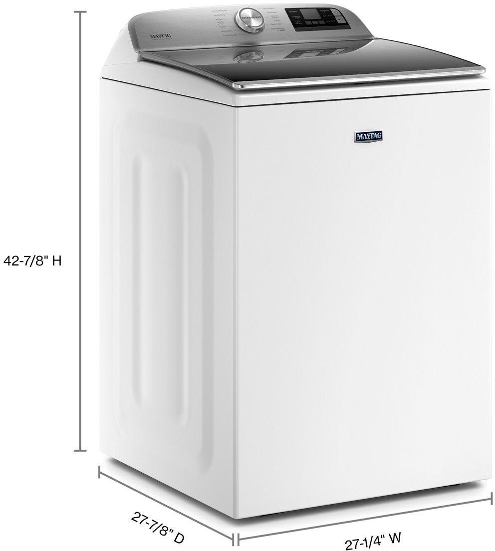 Left View: Maytag - 5.3 Cu. Ft. High Efficiency Smart Top Load Washer with Extra Power Button - White