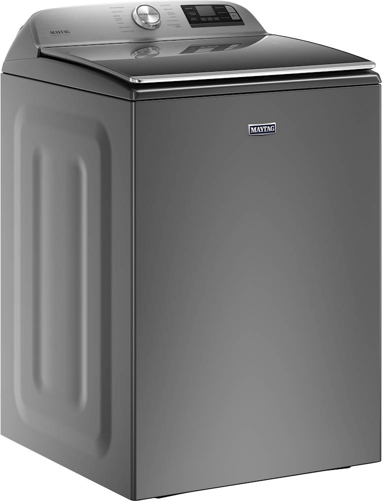 Angle View: Maytag - 5.3 Cu. Ft. High Efficiency Smart Top Load Washer with Extra Power Button - Metallic slate