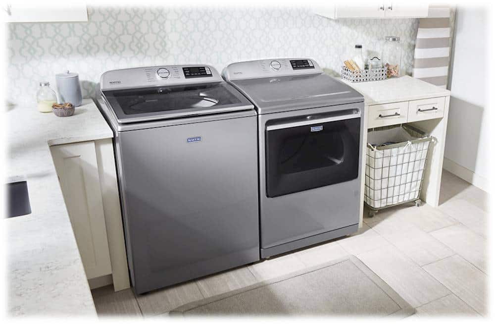 Alt View 22. Maytag - 5.3 Cu. Ft. High Efficiency Smart Top Load Washer with Extra Power Button - Metallic Slate.