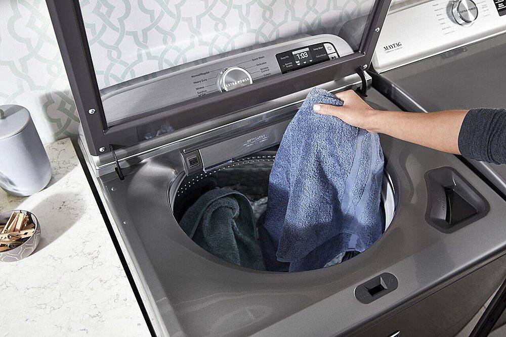 Alt View 18. Maytag - 5.3 Cu. Ft. High Efficiency Smart Top Load Washer with Extra Power Button - Metallic Slate.