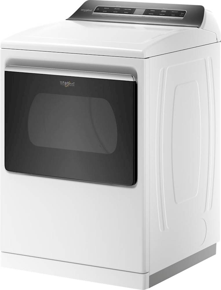 Left View: Whirlpool - 7.4 Cu. Ft. Smart Gas Dryer with Steam and Intuitive Controls - White