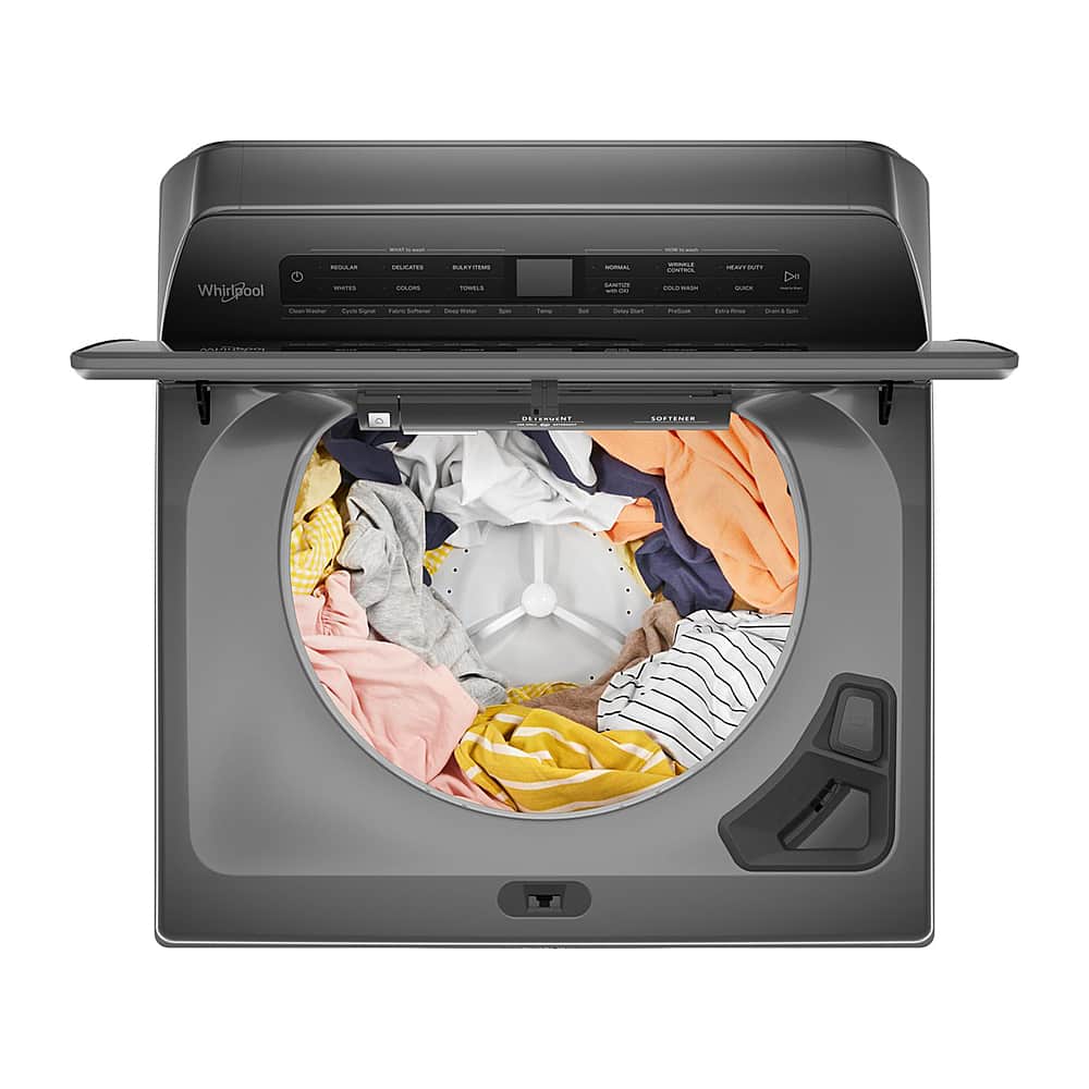 Left. Whirlpool - 4.7 Cu. Ft. Top Load Washer with Pretreat Station - Chrome Shadow.