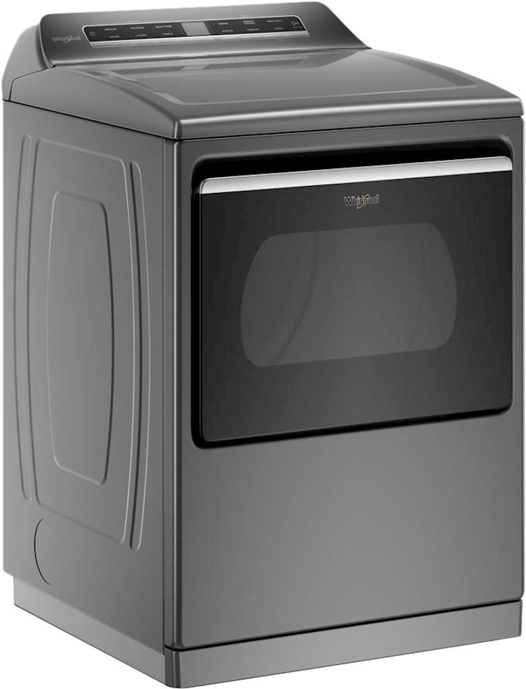 Angle View: Whirlpool - 7.4 Cu. Ft.  Smart Gas Dryer with Steam and Intuitive Controls - Chrome shadow