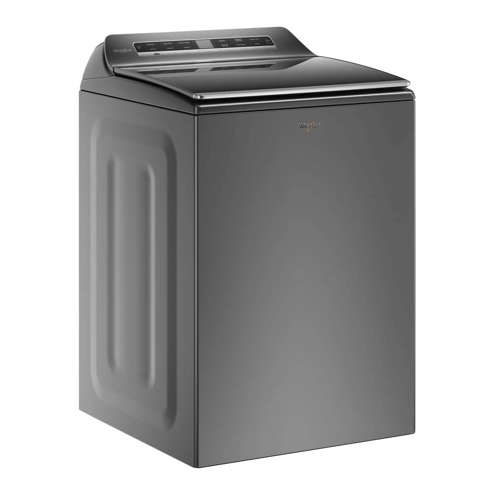 Angle View: Whirlpool - 5.3 Cu. Ft. High Efficiency Smart Top Load Washer with Load & Go Dispenser - Chrome shadow