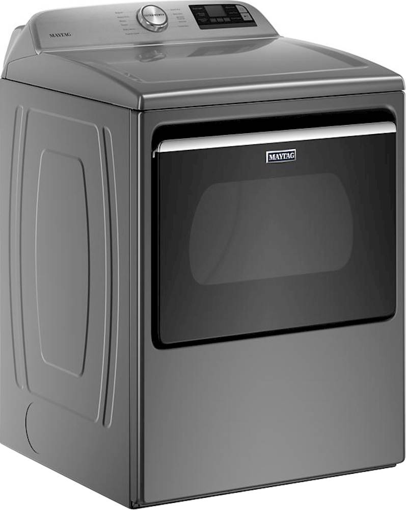 Angle View: Maytag - 7.4 Cu. Ft. Smart Gas Dryer with Extra Power Button - Metallic slate