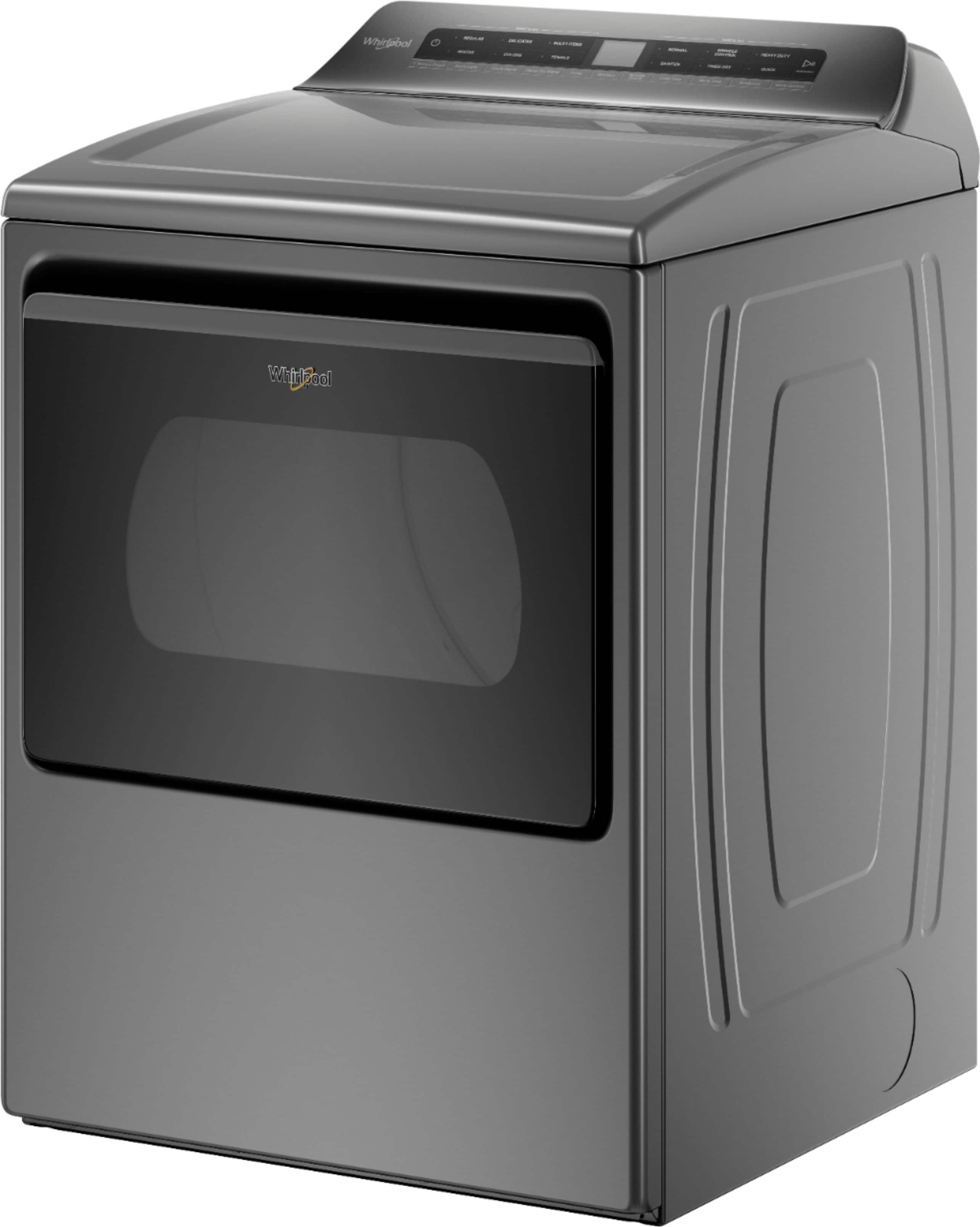 Left. Whirlpool - 7.4 Cu. Ft. Smart Electric Dryer with AccuDry Sensor Drying Technology - Chrome Shadow.