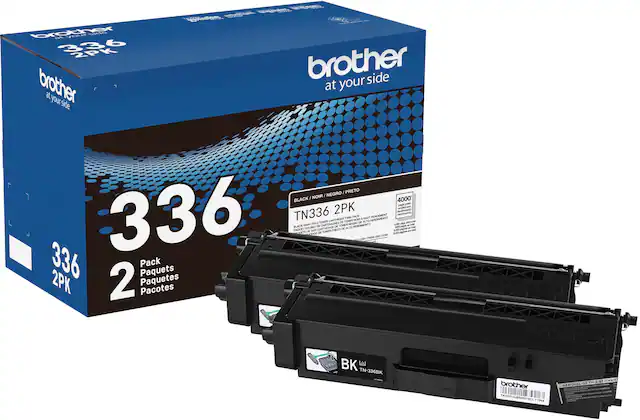 Front. Brother - TN336 2PK 2-Pack Standard-Yield Toner Cartridges - Black.