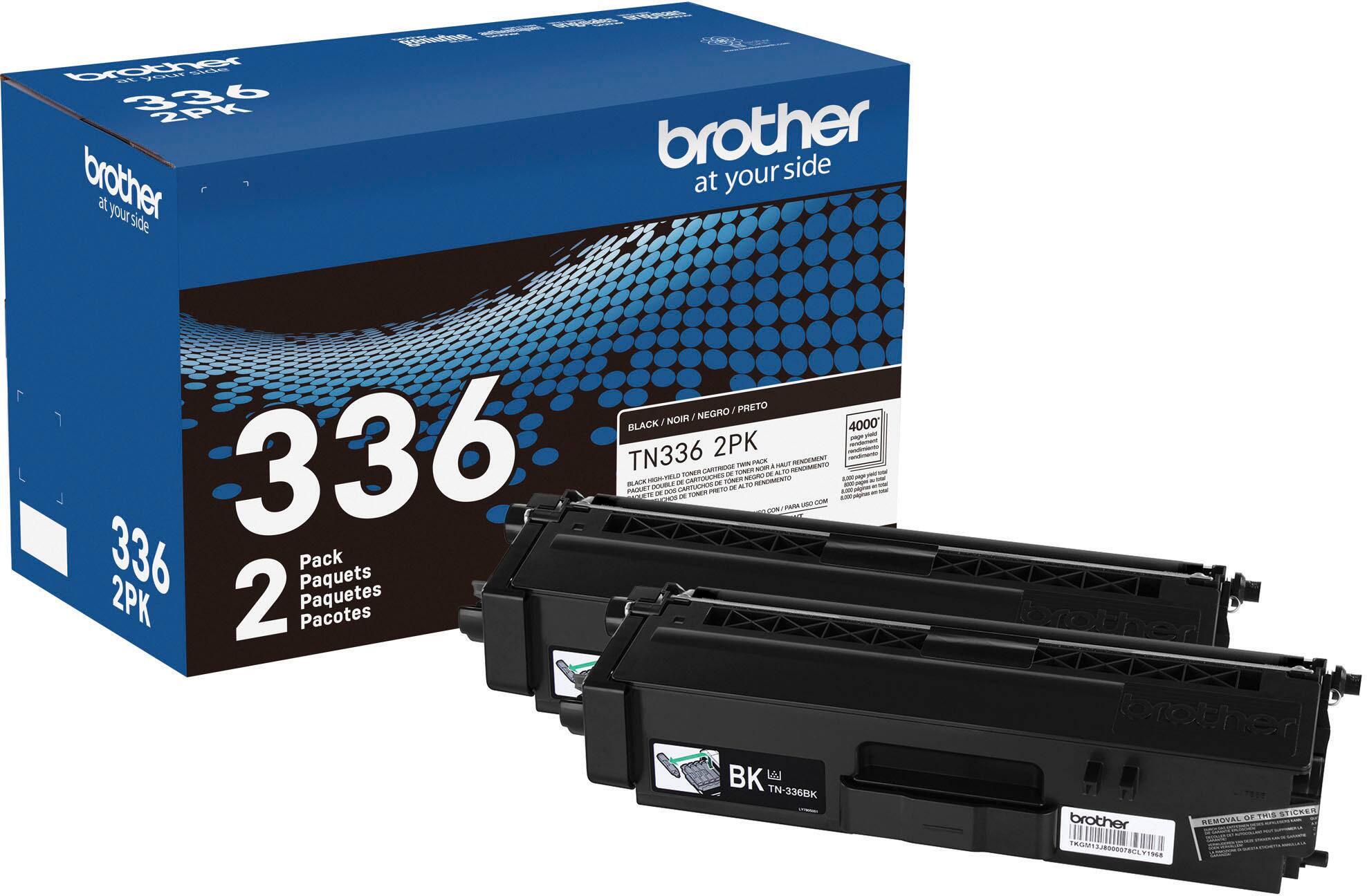 Front. Brother - TN336 2PK 2-Pack Standard-Yield Toner Cartridges - Black.