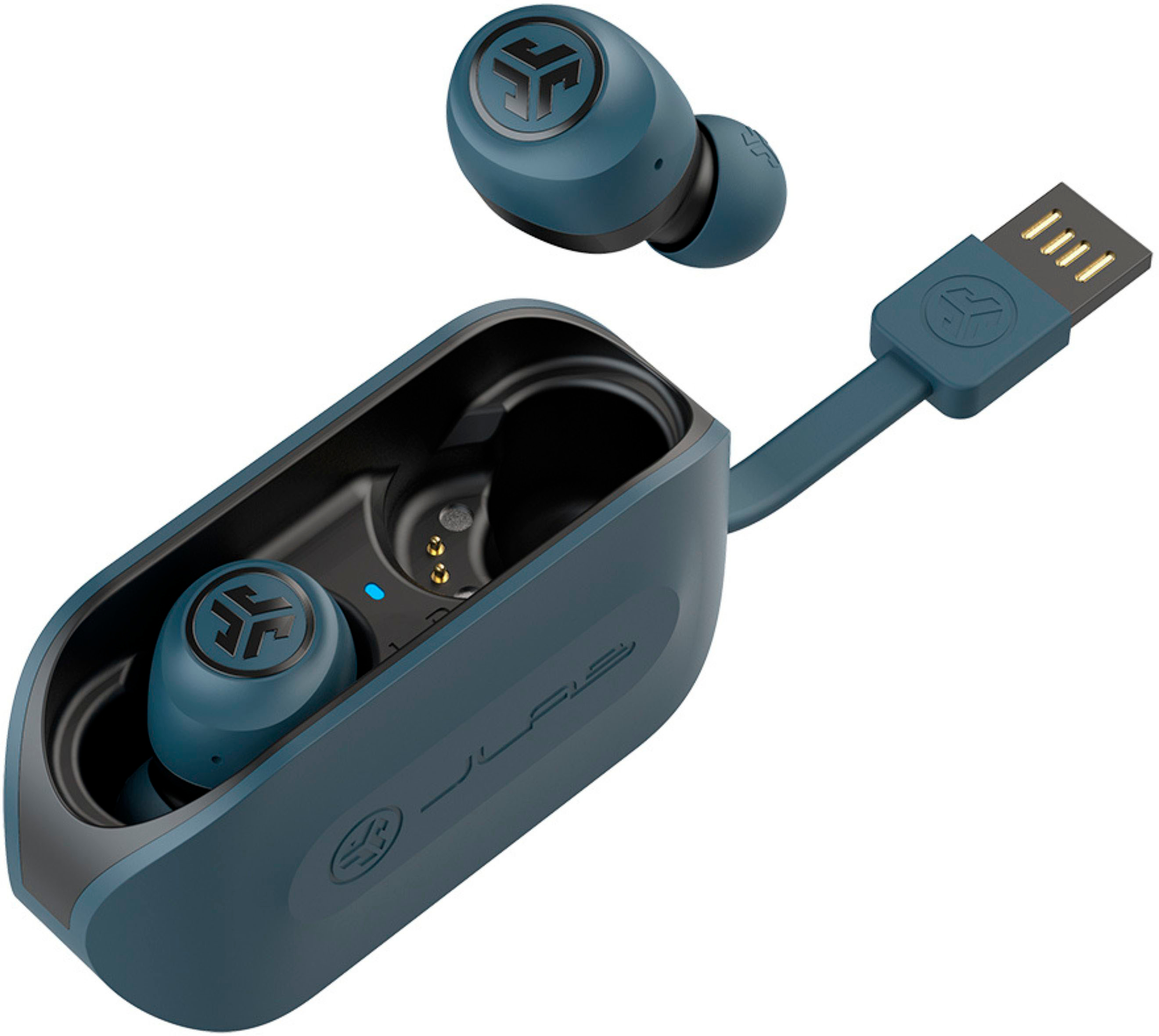 Left View: JLab - GO Air True Wireless In-Ear Headphones - Navy/Black