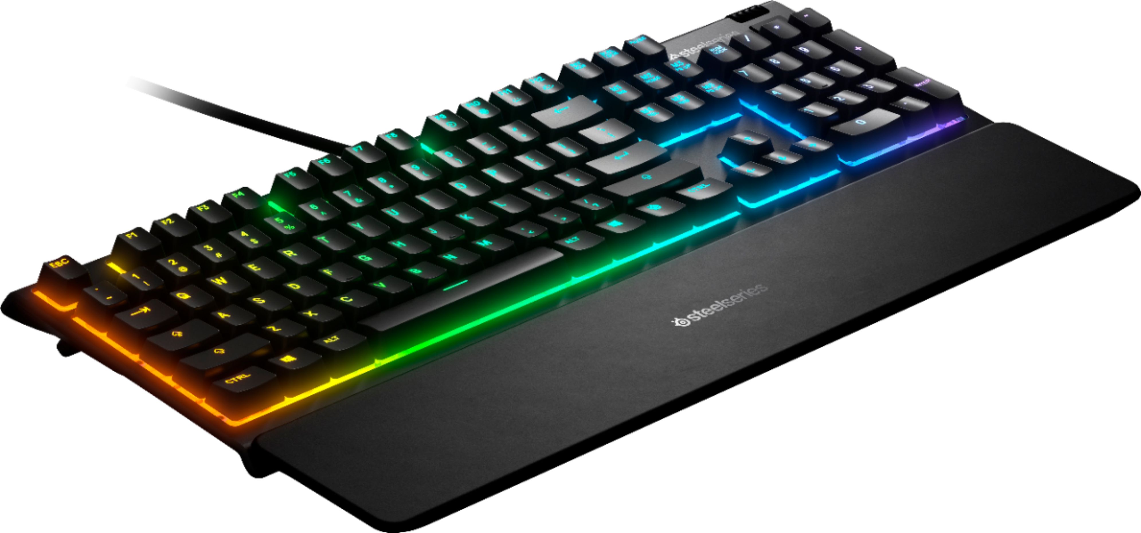 Steelseries Apex 3 Wired Gaming Whisper Quiet Switch Keyboard With 10 Zone Rgb Backlighting Black Best Buy