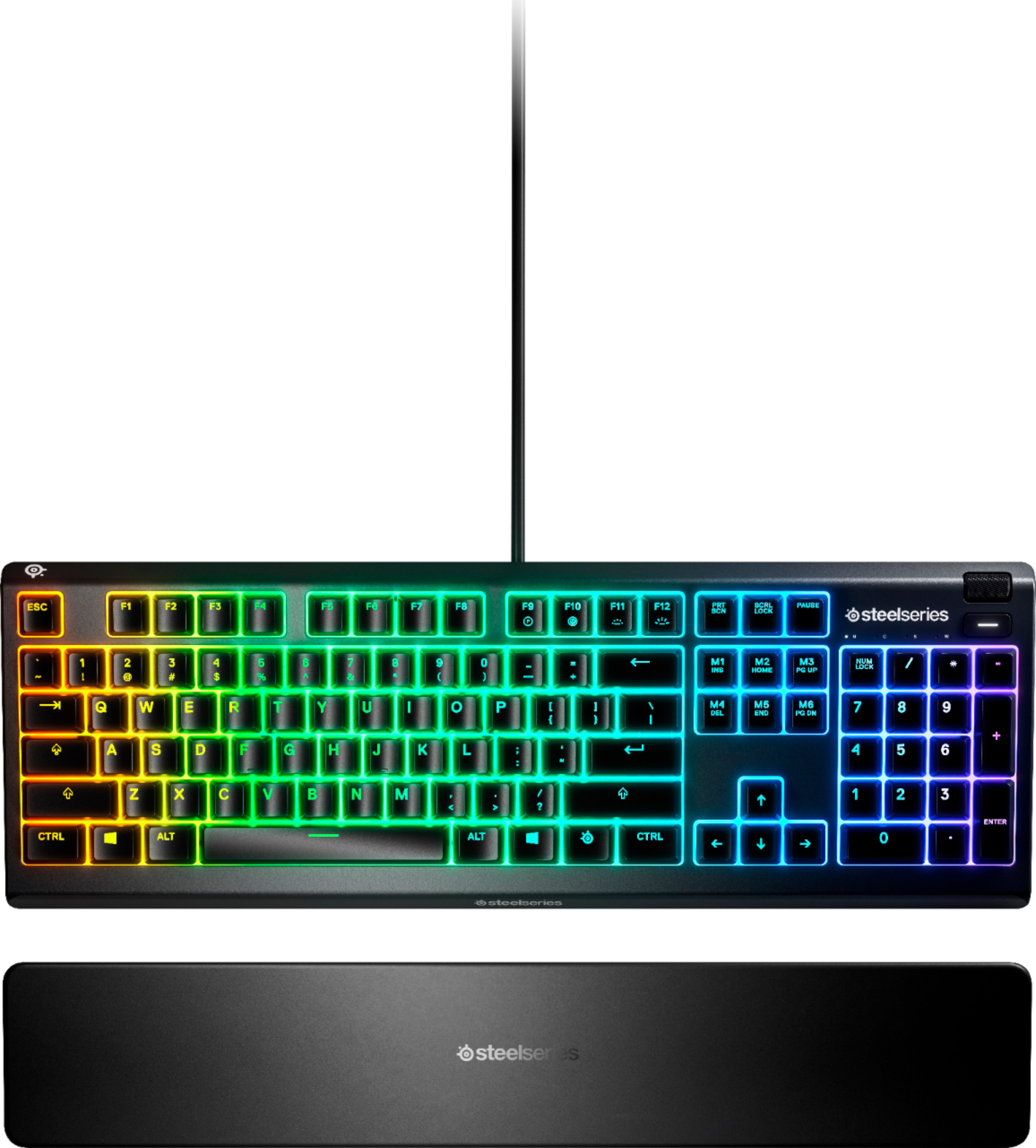 Steelseries Apex 3 Full Size Wired Membrane Whisper Quiet Switch Gaming Keyboard With 10 Zone Rgb Backlighting Black Best Buy