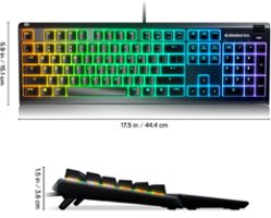 SteelSeries - Apex 3 Full Size Wired Membrane Whisper Quiet Switch Gaming Keyboard with 10 zone RGB Backlighting - Black - Front_Zoom