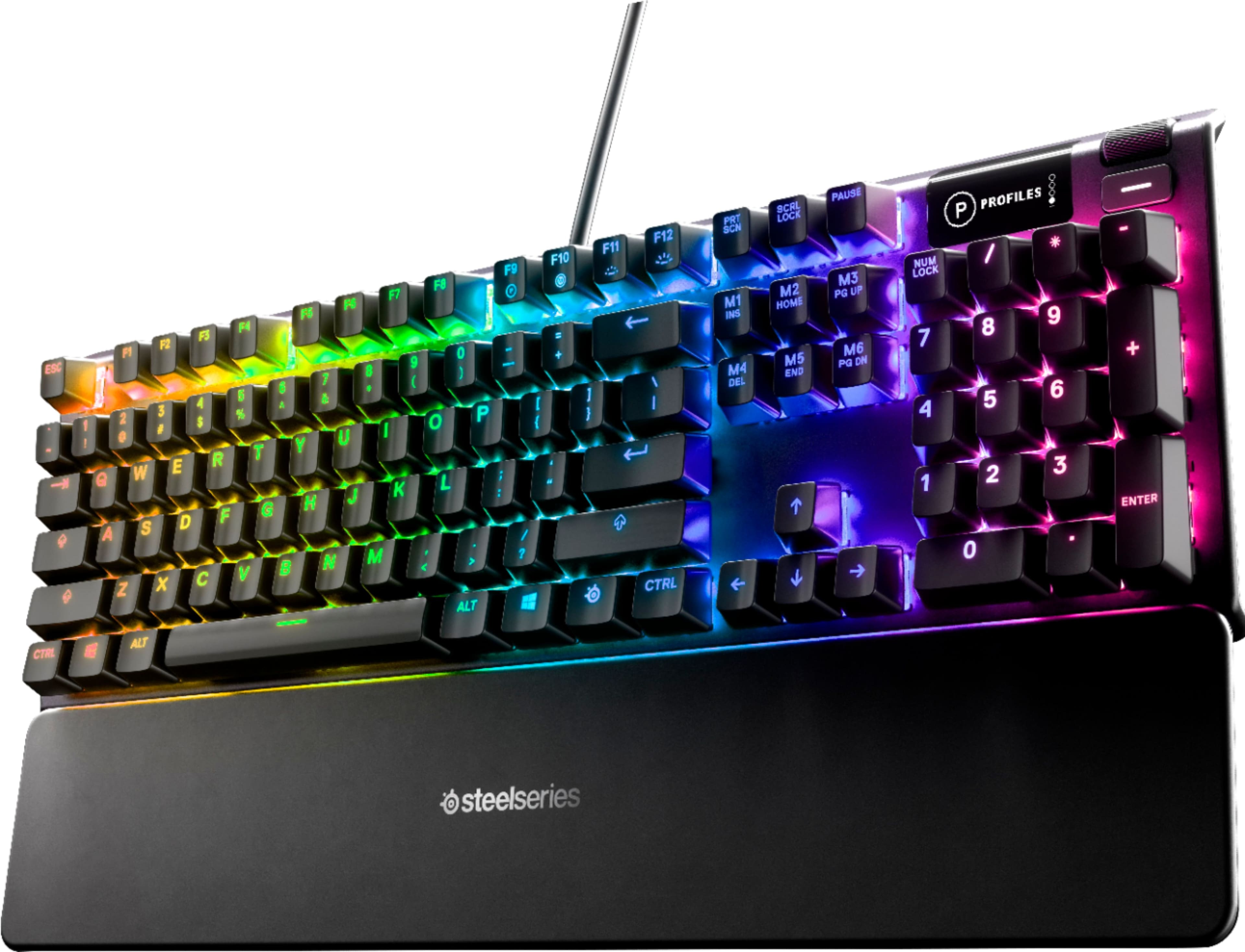 Steelseries Apex 5 Full Size Wired Mechanical Hybrid Blue Tactile Clicky Switch Gaming Keyboard With Rgb Backlighting Black Best Buy