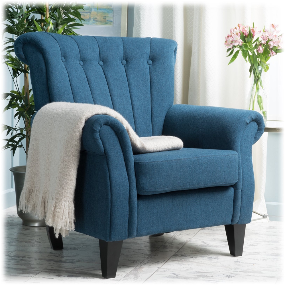 Left View: Noble House - Norlina Club Chair - Dark Blue
