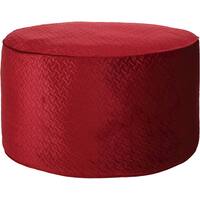 Noble House - Esbon Round Quilt Velvet Bean Bag - Berry - Front_Zoom