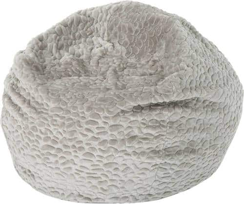 Noble House - Caroga Faux Fur Bean Bag Chair - Gray Pebble Pattern