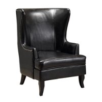 Noble House - Parkerville Bycast Leather Club Chair - Black - Front_Zoom