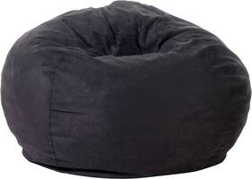 Noble House - Hatfield Suede Bean Bag - Black - Front_Zoom