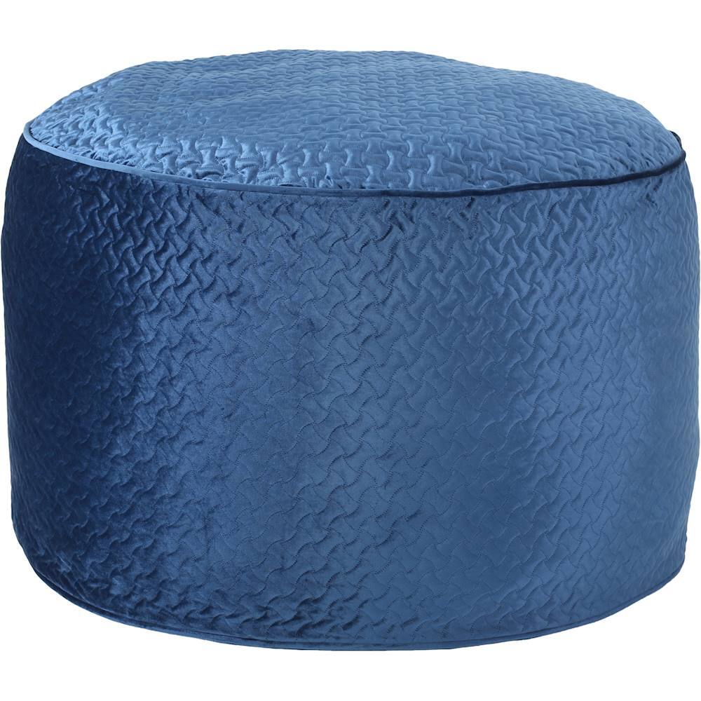 Front. Noble House - Esbon Round Quilt Velvet Bean Bag - Navy.