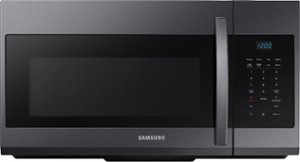 Samsung - 1.7 Cu. Ft. Over-the-Range Microwave - Black stainless steel - Front_Zoom