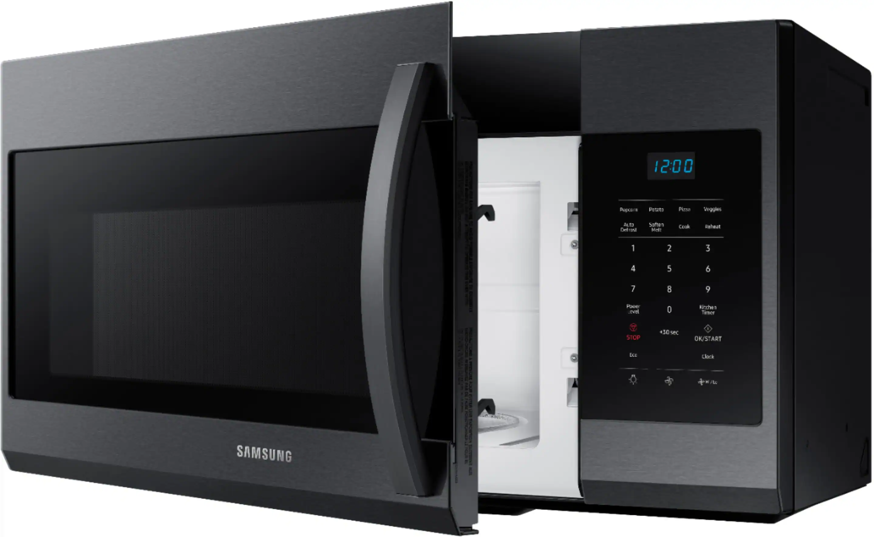 Alt View 1. Samsung - 1.7 Cu. Ft. Over-the-Range Microwave - Black Stainless Steel.