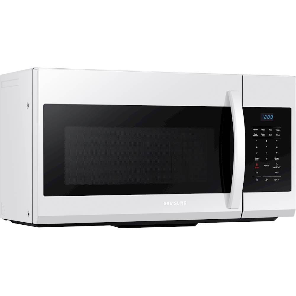 Angle View: Samsung - 1.7 Cu. Ft. Over-the-Range Microwave - White
