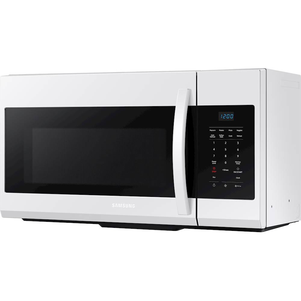 Left View: Samsung - 1.7 Cu. Ft. Over-the-Range Microwave - White