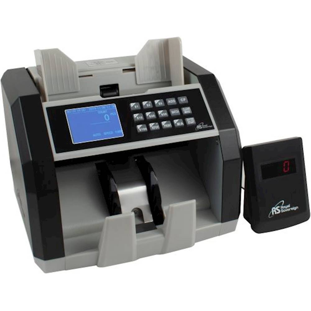 Angle View: Royal Sovereign - Front-Loading Bill Counter with Counterfeit Detection - Black/Silver