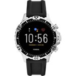 Front Zoom. Fossil - Gen 5 Smartwatch 46mm Stainless Steel - Silver With Black Silicone Band.