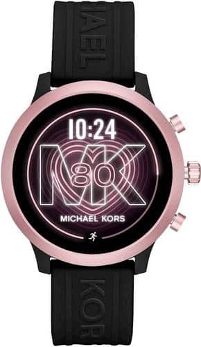 Michael Kors - Gen 4 MKGO Smartwatch 43mm Aluminum - Rose With Black Silicone Band-Front_Standard 